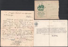 cca 1920-1940 Miskolci helyi újságok 7 db fejléces levél szerkesztők aláírásával többek között