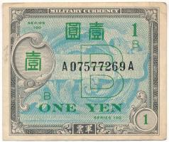 Japán / Szövetséges megszállás DN (1945.) 1Y "B", "AA" sorszámmal T:F  Japan / Allied Occupation ND (1945.) 1 Yen "B", with "AA" serial number C:F Krause P#67a