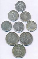 Franciaország / II. Császárság 1864A 50c Ag "III. Napóleon" + Svájc 1912-1962. 50c-1Fr Ag ...