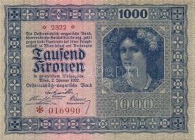 Ausztria / Osztrák-Magyar Bank 1922. 1000K (2x) T:I