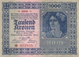 Ausztria / Osztrák-Magyar Bank 1922. 1000K (2x) T:I