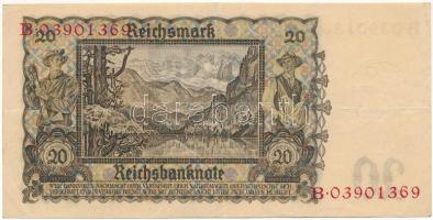 Német Harmadik Birodalom 1939. 20M T:F German Third Reich 1939. 20 Mark C:F Krause P#185
