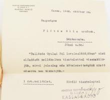 1942 Kassa, Flótás Ella "Tallózás Gyulai Pál levelesládájában" c. előadásának a Kassai Rád...