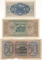 Német Harmadik Birodalom / Német megszállt területek 1940-1945. 5M + 20M + 50M T:VF-G German Third R...