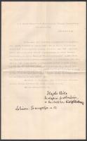 Hajdú Béla (1880 - 1916) festőművész, katonatiszt autográf soraival ellátott levele, melyben katonai szolgálata miatt emléklapért folyamodik.