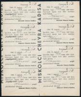 1944 A Miskolci Chevra Kadisa nyugta íve tagdíj befizetésről 8 db sorszámozott