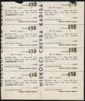 1944 A Miskolci Chevra Kadisa nyugta íve tagdíj befizetésről 8 db sorszámozott
