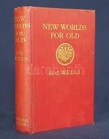 Wells, H(erbert) G(eorge):  New Worlds for Old. London, 1908. Archibald Constable & Co. Ltd. (Printed by Richard Clay & Sons Ltd.) VII + [1] + 355 + [5] p. Első kiadás. H. G. Wells (1866-1946), a rendkívül termékeny angol író, kritikus, közszereplő, publicista, a modern tudományos-fantasztikus irodalom egyik alapítója. Szépírói tevékenységén túl pályája elejétől közismert volt szocialista meggyőződéséről, cikkek sokaságát írta társadalmi kérdésekben. ,,New Worlds for Old" című esszékötetét olvasói kívánságára állította össze. A fábiánus szocialistákkal ellenmondásos viszonyban álló Wells ebben a kötetében kifejti nézeteit a szocializmusról, ami véleménye szerint elsősorban szellemi és erkölcsi folyamat, nem politikai mozgalom, ennek megfelelően a Karl Marx-féle forradalmi szocializmust éppúgy elutasítja, mint a fábiánusok életidegen elképzeléseit. Az angol baloldali gondolkodás meghatározó munkáját, Wells politikai krédóját a következő hat évben ötször újranyomták. Az első nyomtatott oldalon régi tulajdonosi bejegyzés, az első előzéken Ex libris. Poss.: Tonelli Sándor (1882-1950) közgazdasági író, helytörténész, az Országos Iparegyesület, a Szegedi Kereskedelmi és Iparkamara titkára. Aranyozott kiadói egészvászon kötésben, az első kötéstáblán aranyozott, dombornyomásos monogrammal. Jó példány.