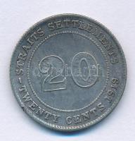 Straits Settlements 1919. 20c Ag "V. György" T:VF ph., patina
Straits Settlements 1919. 2...