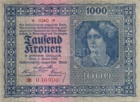 Ausztria / Osztrák-Magyar Bank 1922. 1000K (2x) T:I-
