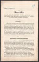 1907 Szerződés a Magyar Kir. Államvasutak, mint építtető, valamint Babocsay Hermann és Baján János, mint építő vállalkozók között, Börgönd-Tapolca ill. Veszprém-Alsóörs-Almádi vasútvonalak kiépítéséről. Bp., Légrády-ny., 14+(2) p. Tűzött papírkötés, kissé foltos.