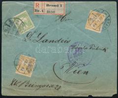 1916 Ajánlott levél Turul 10 x 2f + 5f + 10f bérmentesítéssel "BRASSO" - Wien