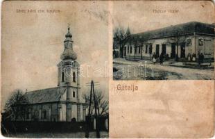 Gátalja, Gáttája, Gataia; Görög keleti román templom, Fő utca, üzlet / Orthodox Romanian church, main street, shop (fl)