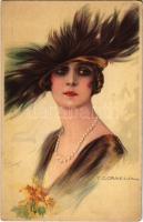 Italian lady art postcard. 324-2. s: T. Corbella (EK)