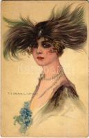 Italian lady art postcard. 324-1. s: T. Corbella (EK)