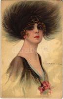 Italian lady art postcard. 324-5. s: T. Corbella (EK)