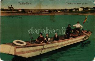 1926 Techirghiol, Tekirgöl; O barca cu motor pe lac / motorboat on the lake (EB)