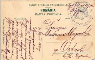 1917 Galati, Galatz; Strada Domneasca, Litografia Schenk, N. Traina, Griffon / street, shops (EM)