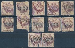 cca 1930 12 db Villamos és Helyiérdekű Vasúti Alkalmazottak Országos Szövetsége tagdíjbélyeg