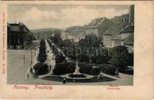 1902 Pozsony, Pressburg, Bratislava; Sétatér, Johann Nepomuk Hummel szobor (1911-ben került a helyére a Petőfi szobor). Carl Otto Hayd / promenade, Johan Nepomuk Hummel monument