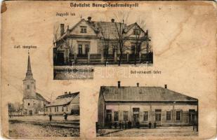 1913 Berekböszörmény, Beregböszörmény; Református templom, jegyzői lak, szövetkezeti üzlet (EB)