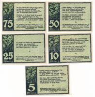 Németország / Weimari Köztársaság / Benneckenstein 1921. 5pf-75pf szükségpénz (5xklf) T:UNC,AU
Germ...
