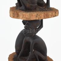 Afrikai fa több szintes figuratív keményfa faragás 52 cm