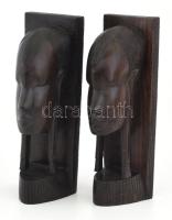 Könyvtámasz pár afrikai figuratív keményfa faragás 23 cm