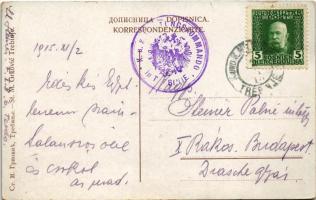 1915 Trebinje, general view with railway station + "K.u.K. Festungskommando in Trebinje" (...