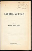 Dávidné Angyal Paula: Ambrus Zoltán. A szerző által Tábori Pál (1908-1974) író, újságíró részére DED...