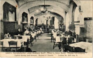 1911 Wien, Vienna, Bécs I. Adolfi's Salvatorkeller "zum dummen Kerl", Hoher Markt, Eingang Salvatorgasse 1. / restaurant interior (Rb)