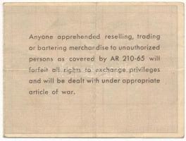 Amerikai Egyesült Államok 1945. "Háborús fejadag igazolvány" kitöltve, felülbélyegzéssel T...