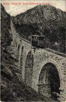 Bolzano, Bozen (Südtirol); Grosser Viadukt der Mendel Drahtseilbahn / funicular railway viaduct, train (EK)