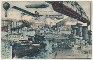 1910 Pola, Pula; a jövőben montázs / In der Zukunft / in the future montage. G. Costalunga (EK)