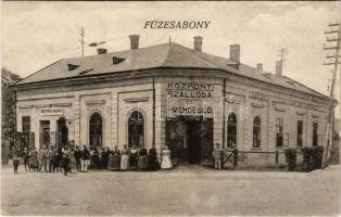 1924 Füzesabony, Központi szálloda és vendéglő, Metzner Henrik üzlete. Vasúti levelezőlapárusítás 7424.