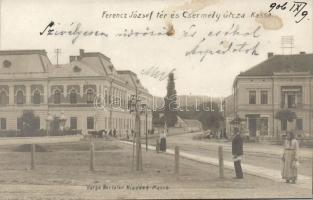 Kassa Franz Joseph square with industrial school and the shops of Markovics and Herman Winter