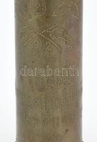 1942, Töltényhüvely váza. "Gyula 1942.8.20. Emlék Oroszföldről Feleségemnek" felirattal, m...