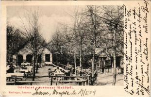 1909 Losonc, Lucenec; Losonci fürdő, Vendéglő kertje, étterem. Redlinger kiadása / spa restaurant's garden (EK)