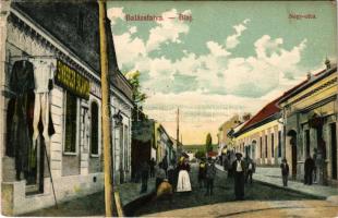 1916 Balázsfalva, Blasendorf, Blaj; Nagy utca, Sinberger Salamon üzlete / street, shops (EK)