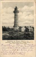 Ledce u Plzne, Rozhledna na Krkavci 505 m., postavena r. 1900 dle plánu prof. J. Kubese, postavil Odbor Klubu ceskych turistu v Plizni / Rozhledna Krkavec observation deck (Rb)