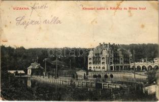 1912 Vízakna, Salzburg, Ocna Sibiului; Kincstári szálloda a Rákóczi és Mikes tóval. Budovsky L. kiad...