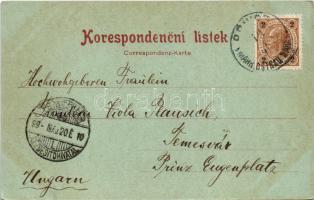 1899 (Vorläufer) Ostrava-Prívoz, Nádrazí / railway station, train + "TEMESVÁR KÉZBESÍTŐHIVATAL&...