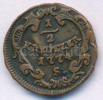 1774S 1/2kr Cu "II. József" T:XF
Hungary 1774S 1/2 Kreuzer Cu "Joseph II" C:XF