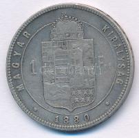 1880KB 1Ft Ag "Ferenc József / Középcímer" T:VF patina, ph. 
Adamo M15