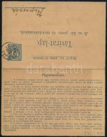 1889 10kr díjjegyes zárt táviratlap belül szélesre fogazott, lemezhibás Színes számú 10kr bérmentesítéssel "SOMOGY-JÁD" - "KAPOSVÁR