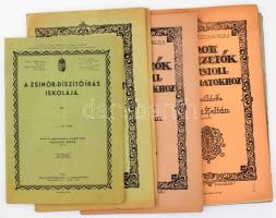 cca 1930-1940 5 db írásgyakorló füzet: Írott sorvezetők redistoll gyakorlatokhoz. Összeáll.: Szini Zoltán. I-IV. füzet. + A zsinór-díszítőírás iskolája. Kiadja: Nemzeti Sajtóvállalat könyv- és papírkereskedése, Szeged. Vegyes állapotban.