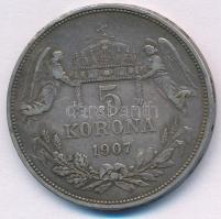 1907KB 5K Ag "Ferenc József" T:XF,VF patina, kis ph. Adamo K7