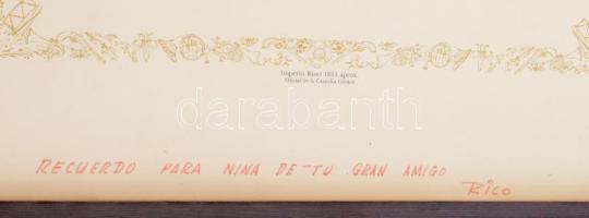 cca 1970-90 XIX. századi kozák testőrtiszt lovon. Modern nyomat, papír. Üvegezett fakeretben. 40x30 ...