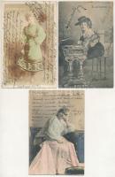 5 db RÉGI hosszú címzéses képeslap vegyes minőségben: színésznők / 5 pre-1905 postcards in mixed quality: actresses