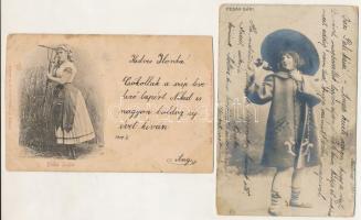 5 db RÉGI hosszú címzéses képeslap vegyes minőségben: színésznők / 5 pre-1905 postcards in mixed qua...